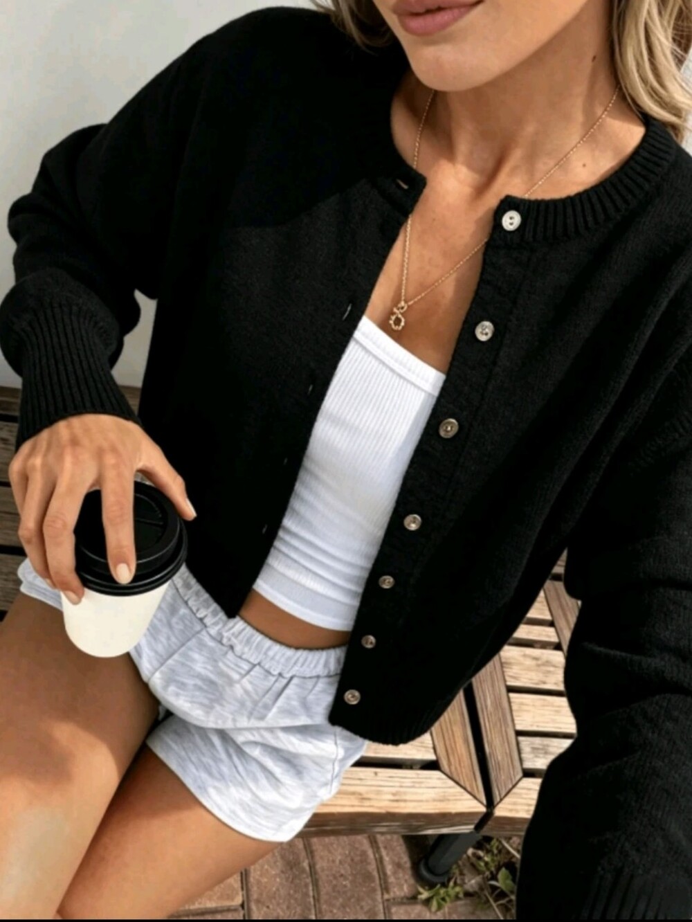 BRAND NEW ** Black Button-Front Cardigan